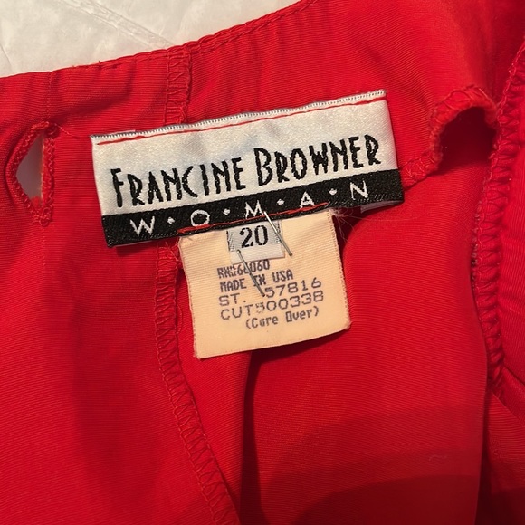📸♻️ Francine Browner Woman Red Shoulder Padded Vintage Blouse Jacket size 20 - Picture 4 of 7